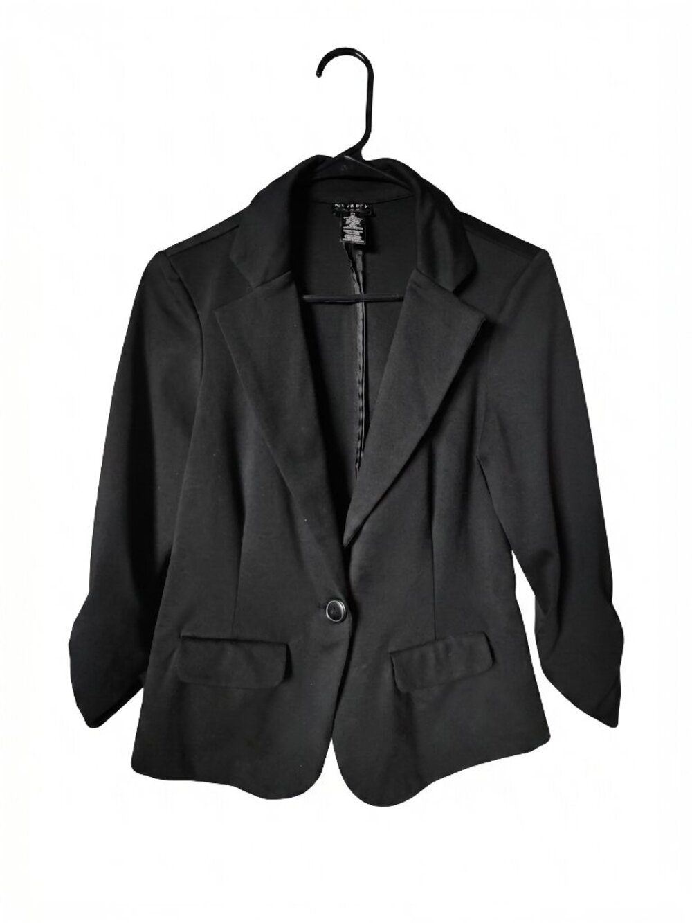 SOHO Apparel Ltd. Women's Black Blazer Jacket Size M 3/4 Sleeve Single Button